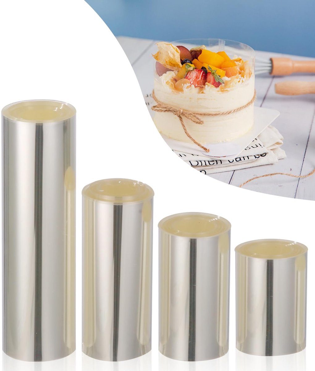 4 Rolls Cake Edge Film - 6cm-8cm-10cm-15cm - Hoge Cake Ring - 10m Transparante Rol Cake Kraag