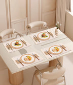 12-delige set - Placemats - Ronde handgeweven natuurlijke placemats - Boheemse landelijke stijl - Bruin en wit - 38 cm