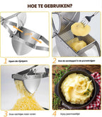 Pureestampers-Stainless Steel Potato Masher Set - 3-delige set met pers schraper en borstel - Handmatige pureemaker voor aardappelen groenten en fruit - Geschikt voor keuken en babyvoeding