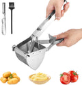 Pureestampers-Stainless Steel Potato Masher Set - 3-delige set met pers schraper en borstel - Handmatige pureemaker voor aardappelen groenten en fruit - Geschikt voor keuken en babyvoeding