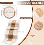 12-delige set - Placemats - Ronde handgeweven natuurlijke placemats - Boheemse landelijke stijl - Bruin en wit - 38 cm