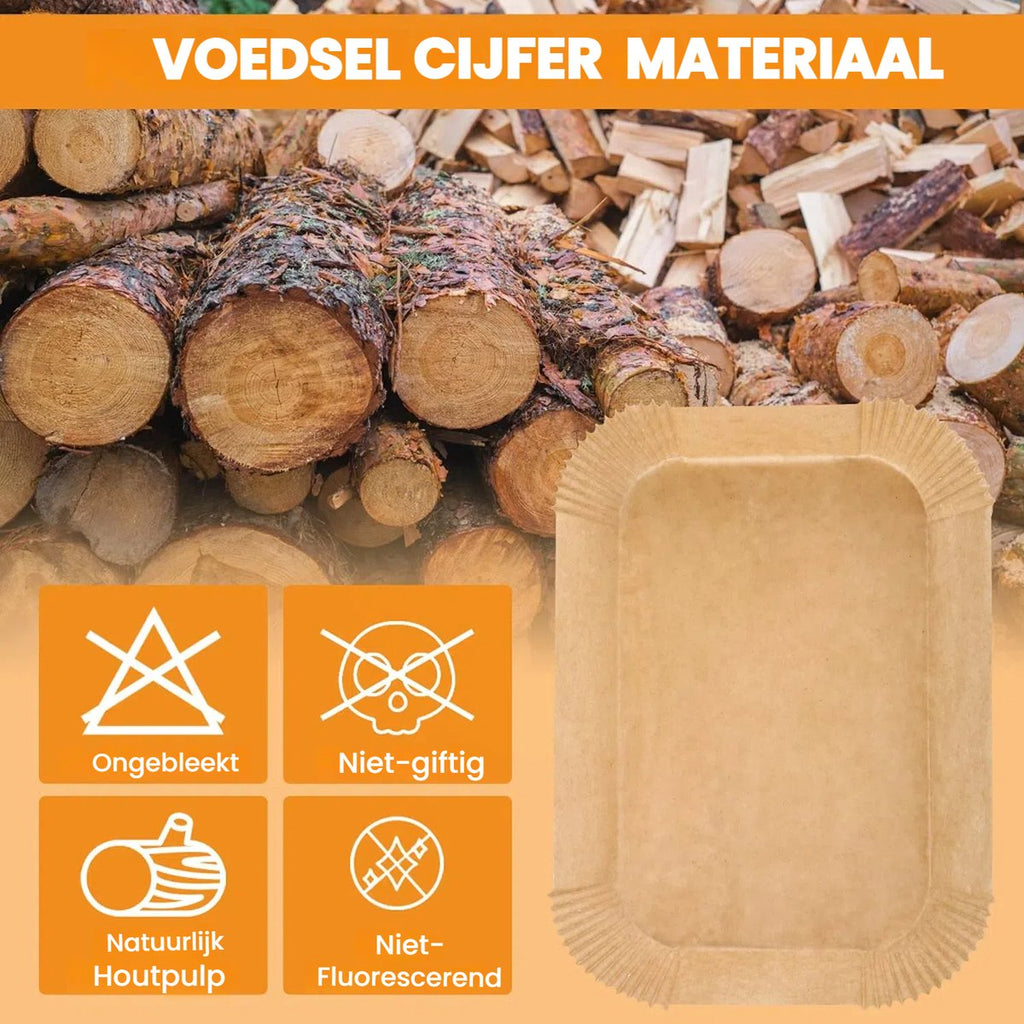 200 vellen - Bakpapier voor de airfryer - Antiaanbakbakpapier - Geschikt voor de Ninja airfryer - Afmeting: 22 x 14 cm - Rechthoekig