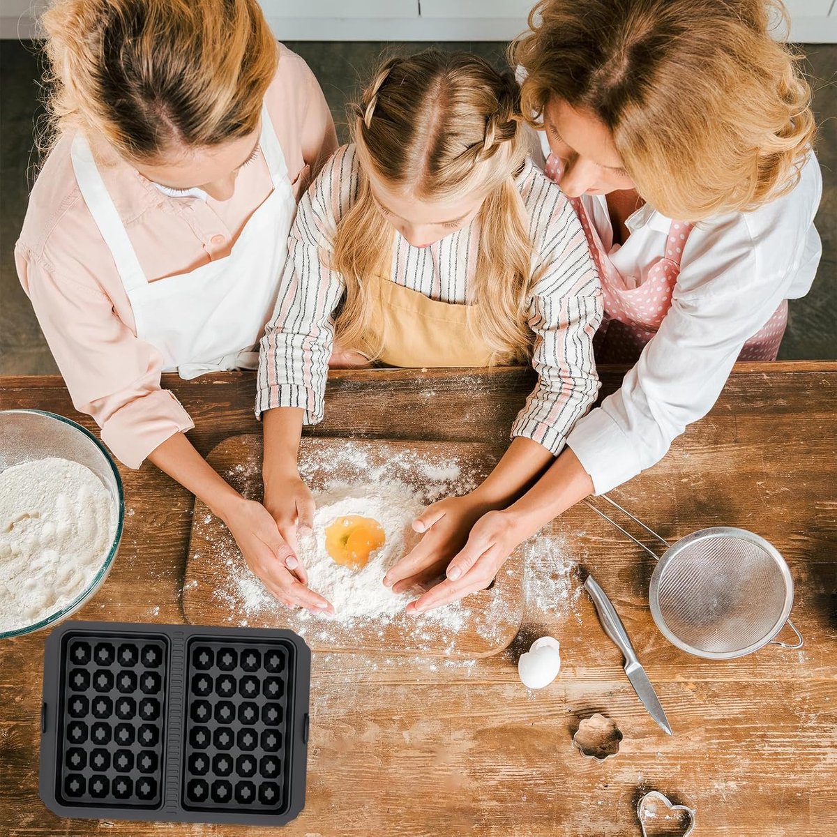2-delige set - Accessoires voor airfryer - Wafelvorm - Siliconen wafelvorm - Voor airfryers AF300, AF400EU, AF451EU, SL400EU - Zwart