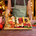 Bamboe kaasplank - Delicatessenplankenset - Kaasbordenset - Houten snackplank - Inclusief kaasmes en -vork - Houten handvat - Wordt geleverd met 4 roestvrijstalen messen