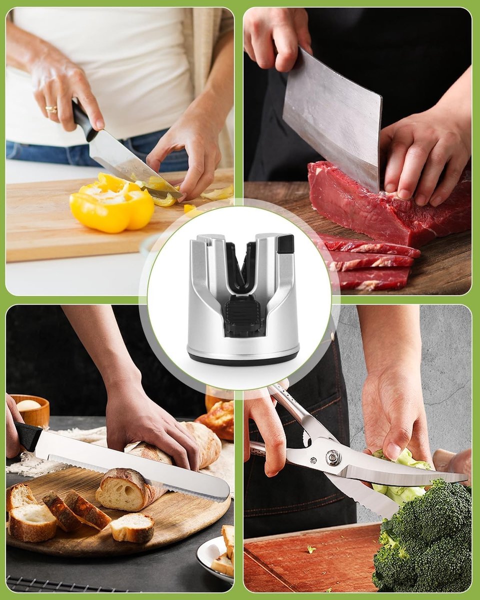 Messenslijper - Zilver - Multifunctioneel - Voor Keuken- en Gekartelde Messen