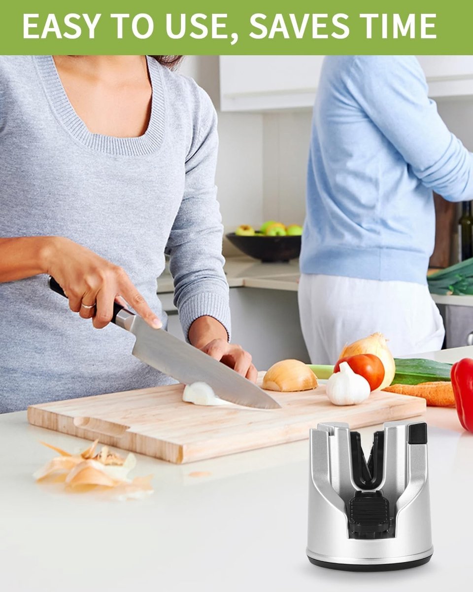 Messenslijper - Zilver - Multifunctioneel - Voor Keuken- en Gekartelde Messen