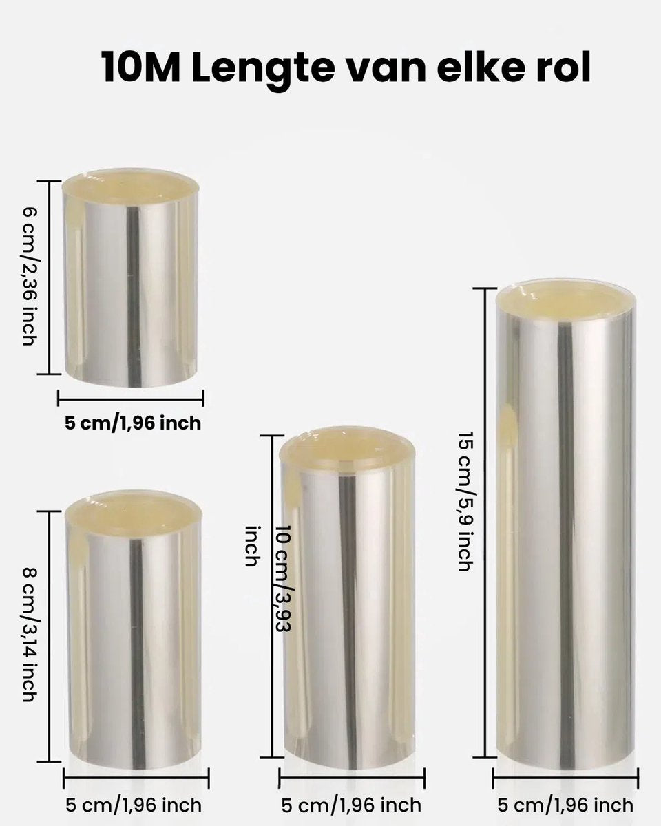 4 Rolls Cake Edge Film - 6cm-8cm-10cm-15cm - Hoge Cake Ring - 10m Transparante Rol Cake Kraag