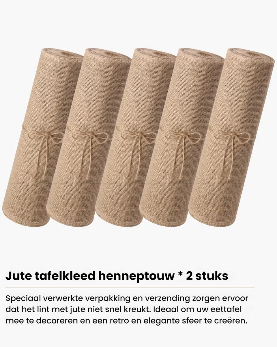 Tafelloper van jute - Tafeldecoratie - Decoratie in landelijke stijl - Geweven jute stof - Geschikt voor boerderijfeesten, communie, enz. - 30 x 1000 cm