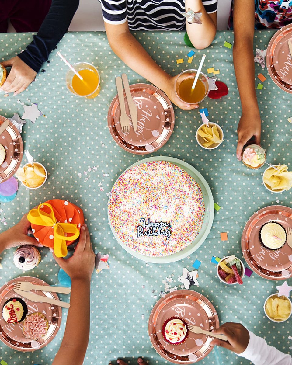 Verjaardagsservies 125 Delen - Roze Gouden Disposable - Borden & Bekers Happy Birthday