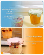 Glas Bewaarbakken Set - 700ml Luchtdichte Voedselbewaar Bakjes - Oven, Magnetron & Vriezer Bestendig - BPA-vrije Afsluitdeksels