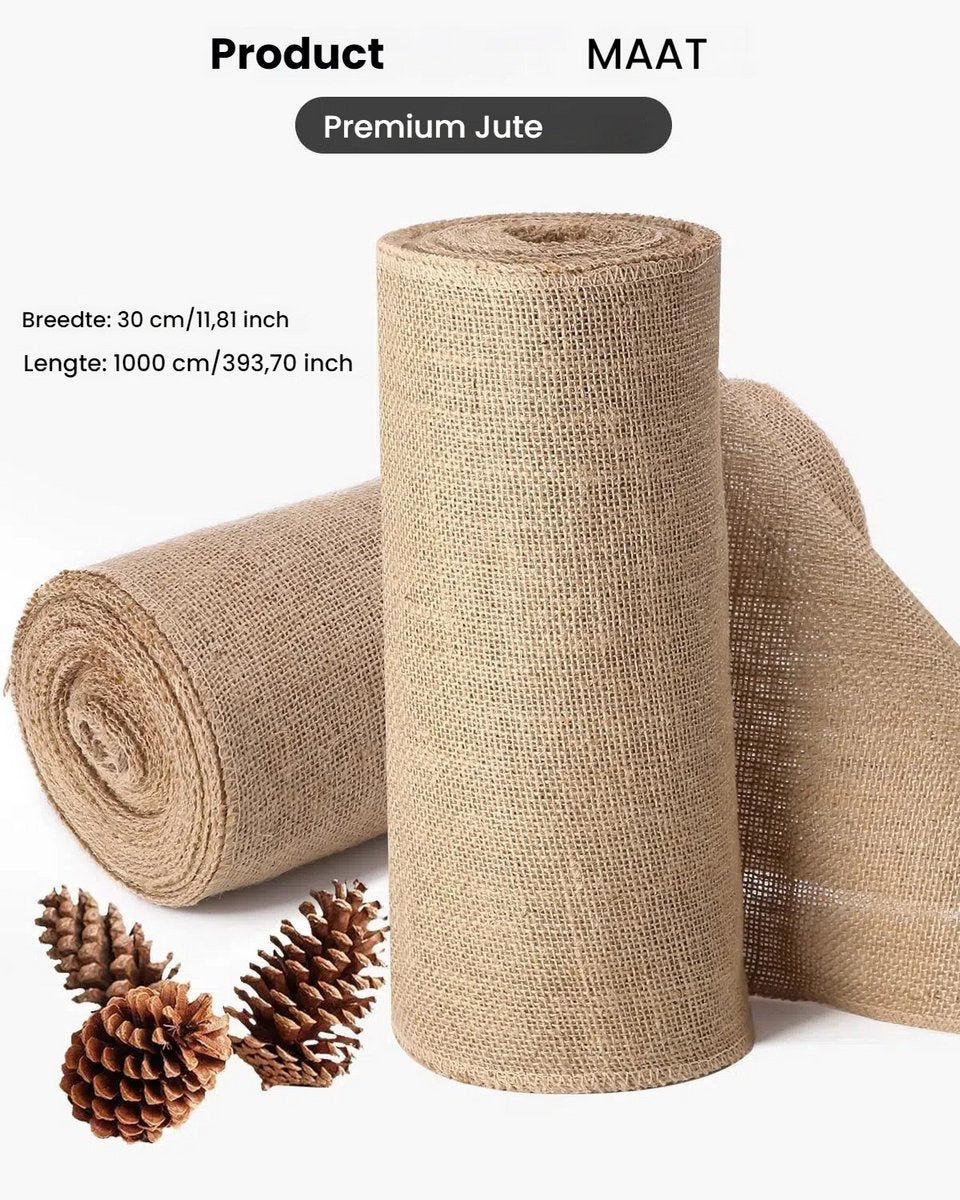 Tafelloper van jute - Tafeldecoratie - Decoratie in landelijke stijl - Geweven jute stof - Geschikt voor boerderijfeesten, communie, enz. - 30 x 1000 cm