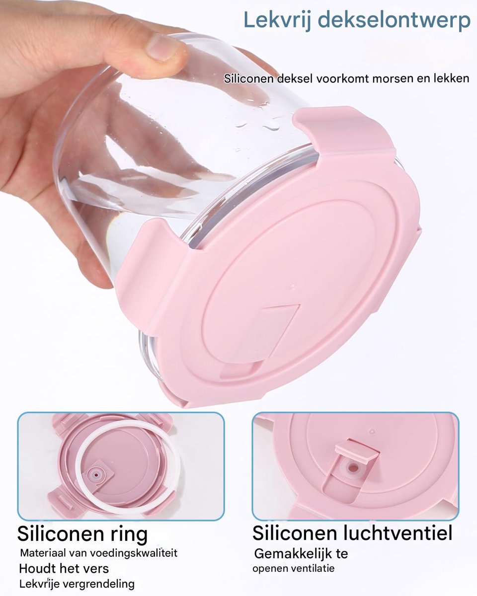 Glas Bewaarbakken Set - 700ml Luchtdichte Voedselbewaar Bakjes - Oven, Magnetron & Vriezer Bestendig - BPA-vrije Afsluitdeksels