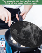 Allecta - Silicone spatbescherming voor pannen, 32 cm met inklapbare handgreep, spatbescherming tegen vetspatten - zwart