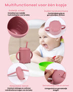 Baby Eetwaren Set 8-delig - Zuignap Borden & Kom - Siliconen Leer-eten Set met Slabbertje en Drinkbeker - Geschikt voor Magnetron & Vaatwasser