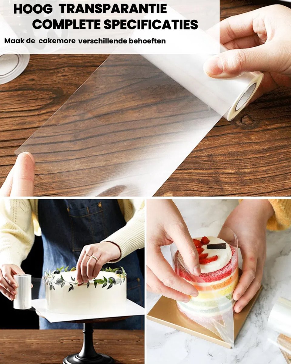 4 Rolls Cake Edge Film - 6cm-8cm-10cm-15cm - Hoge Cake Ring - 10m Transparante Rol Cake Kraag