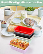 Siliconen Broodbakvormen Set 6-stuks - Multifunctioneel voor Brood, Cake en Desserts - Geschikt voor Oven & Vriezer